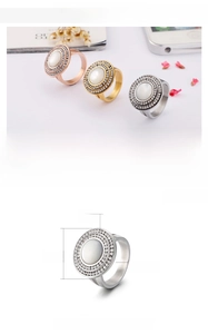 Detailed size specifications for double-layer rhinestone and cat eye stone steel rings