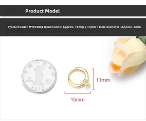 Detailed view of 11x15mm golden round earring clasp findings for DIY jewelry making
