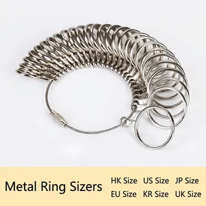 Ring Sizer Finger Measurement Gauge Professional Metal Jewelry Sizing Circles Multi Scale Jewelry Making Tools Silver Tone