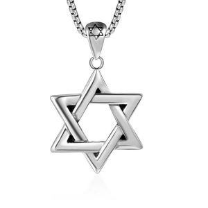 Star Of David Pendant Necklace Hollow Hexagram 316L Stainless Steel Vintage Religious Spiritual Jewelry For Men