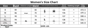 Tableau des tailles pour robe longue sans manches avec buste, taille et longueur en cm