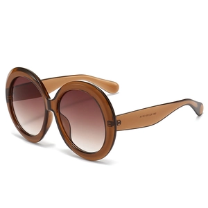Lunettes de soleil rondes oversize en ambre avec verres dégradés pour femmes à la mode