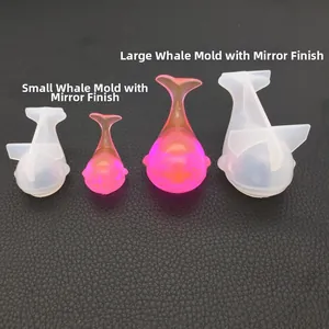 Detailed translucent silicone whale molds in two sizes for DIY resin casting art