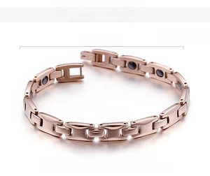 Rose gold magnetic steel bracelet with 195mm length and 8mm width dimensions