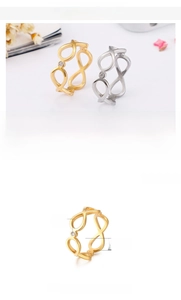 Specifications of the minimalist infinity ring showing dimensions, 2g weight and 7mm width