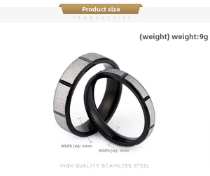 Detailed comparison of 4mm and 6mm black sandblasted stainless steel ring dimensions