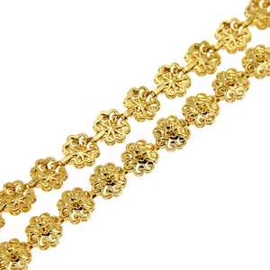 Fashionable gold 3D plum blossom chain bracelet with geometric hollow flower links