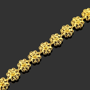 Elegant 3D plum blossom gold flower bracelet for women with diagonal reflection on black