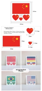 Vista detallada de pegatinas de tatuaje temporal de bandera nacional impermeables de varios tamaños.