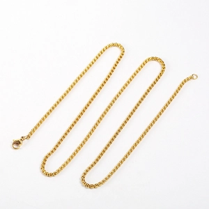 Golden stainless steel popcorn chain necklace for men and women with lobster clasp
