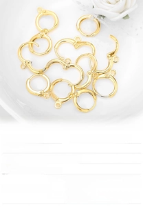 Detailed view of gold copper earring clasp components for DIY handmade jewelry crafts