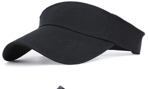 Black empty top sun visor hat, athletic breathable outdoor sports baseball cap for summer.