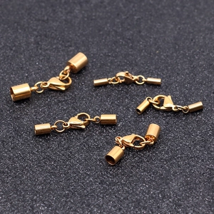 Golden stainless steel lobster clasp and cord end caps for DIY jewelry making