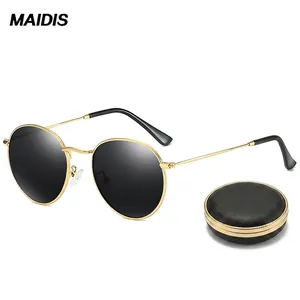 Retro Round Frame Sunglasses Metal Frame Polarized UV400 Protection Steampunk Style Fashion Eyewear Men Women