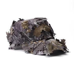 Detail view of 3D leaf camo hunting hat featuring realistic forest camouflage textures