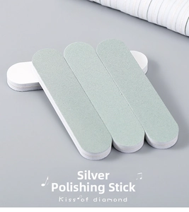 Detail of 4 double-sided jewelry polishing sticks for silver cleaning and shine