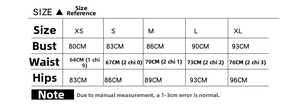 Detailed size chart for wedding dresses featuring bust, waist, and hip measurements