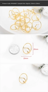 Macro view of 20mm gold-plated round earring hoop components for DIY jewelry making