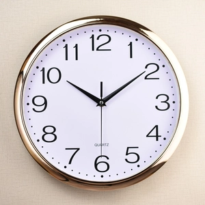 Modern Minimalist Round Wall Clock Silent Quartz Movement Plastic Plated Decorative Clear Numerals Living Room