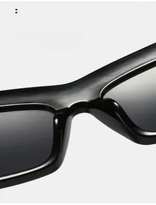 Close-up of comfortable integrated nose pads on black cat-eye sunglasses for women