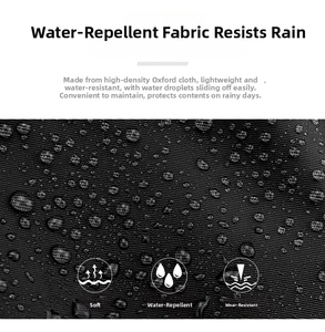 Detail of waterproof high-density oxford fabric with water droplets on the surface