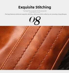 Detail of reinforced stitching on vintage brown leather boston bag with lychee texture
