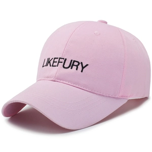 Casquette de baseball rose en coton avec broderie LIKEFURY noire sur fond blanc