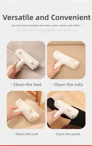 Détail de la brosse anti-poils blanche nettoyant canapé, lit et surfaces en tissu