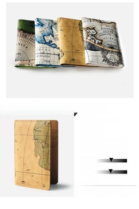 Detailed interior layout of PU leather map passport holder with card slots and size info