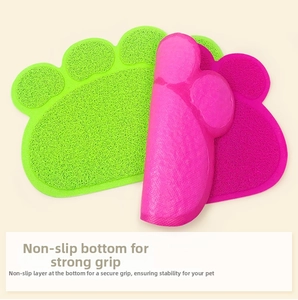 Detail of PVC paw-shaped pet mat with non-slip backing and spiral coil texture surface