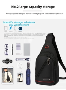 Waterproof oxford chest bag showing large capacity storage for iPad and accessories