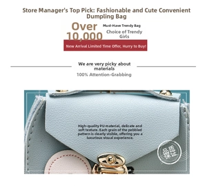Close-up of light blue PU leather material with litchi texture and soft touch on the bag