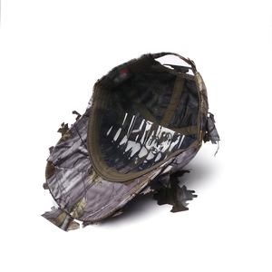 Top view showing internal lining and stitching of 3D leaf camo baseball hat