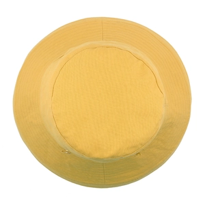 Bright yellow foldable cotton sun hat for women featuring a wide brim and minimalist design