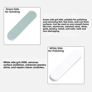 Close-up of 600/3000 grit dual-sided jewelry polishing bar for silver and gold