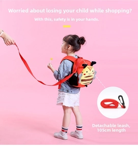 Toddler bee backpack with 105cm detachable safety leash for child anti-loss protection