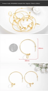 Detailed view of 39x49mm gold hoop earrings DIY accessories with size reference