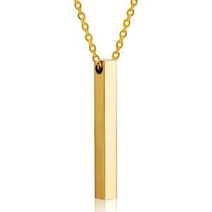 Polished golden stainless steel 40MM vertical bar pendant necklace for women
