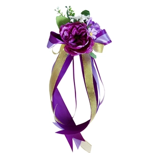 Elegant purple silk Austin rose wedding decoration for car door handle and rearview mirror