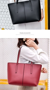 Detailed comparison of matte leather tote bags in classic black and burgundy red colors