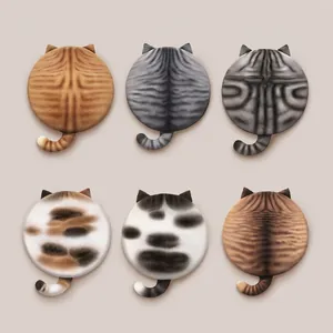 Cartoon Cat Back Seat Cushion Plush Round Chair Pad Memory Foam Soft Turtle Pillow Home Office Decor Cute Simulation