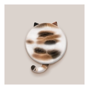 Cute calico cat-shaped memory foam cushion with realistic plush texture and tail design