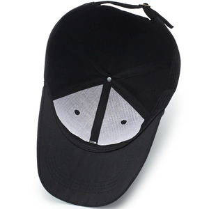 Casquette de baseball en coton noir avec sangle réglable et renfort intérieur