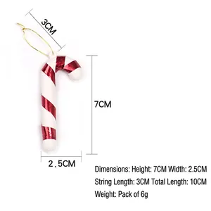 6-pack of red and white striped Christmas candy cane ornaments for holiday tree decor