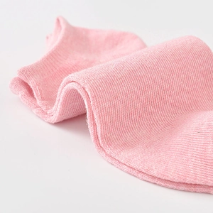 Pink low-cut cotton socks with fine knit texture and elastic cuff for daily wear