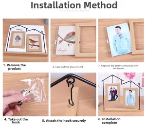Installation guide for Nordic house shape iron photo frame with wood base