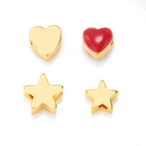 Golden heart and star-shaped metal jewelry beads for DIY bracelet crafting projects