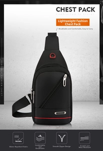 Waterproof Oxford fabric chest bag featuring smooth zipper details and sport earphone jack