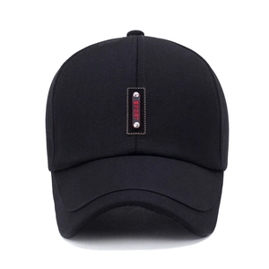 Classic black cotton baseball cap with red SPORT embroidery and silver rivets on the front