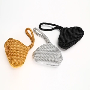 Elegant beaded evening clutch bag for women in gold, silver and black colors